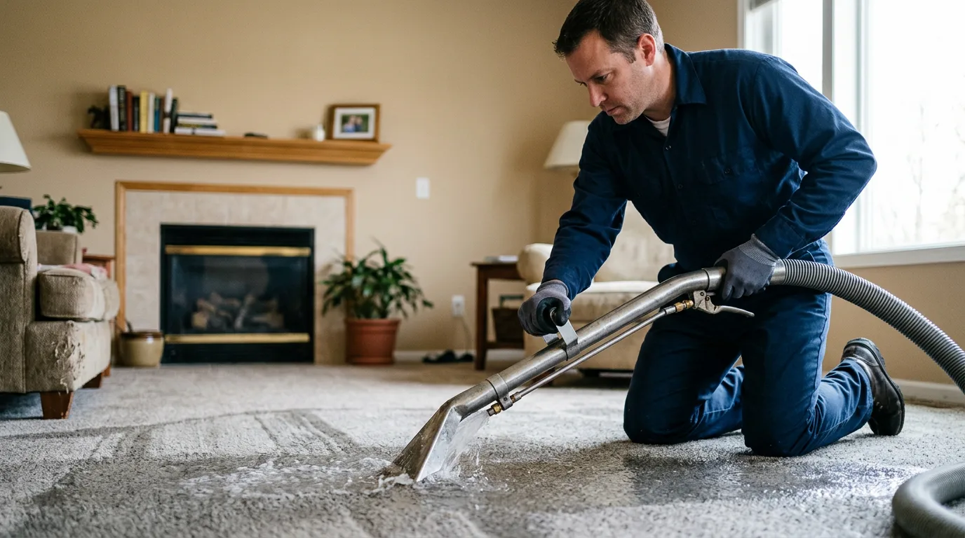Water damage restoration technician working near Hampton, AR